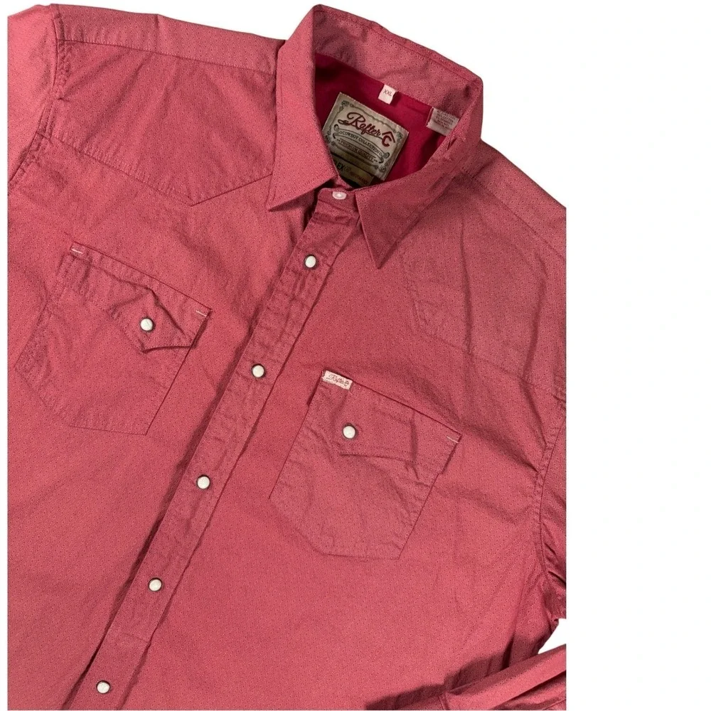 Rafter C Cowboy Collection ProFlex45 Western Pearl Snap‎ Cotton Red Mens XXL